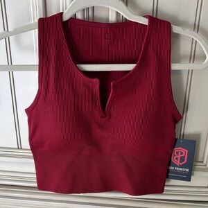 Born Primitive Women's Red Burgundy Ribbed Knit Crop Top SZ S NWT